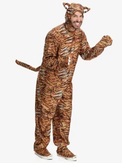 Kigurumi Pajamas Onesie Halloween Adult's Tiger Print Polyester Jumpsuit Hood Kigurumi Costumes