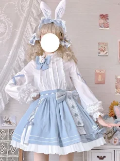Kimono Lolita Skirt Ruffles Light Sky Blue Lolita Skirts