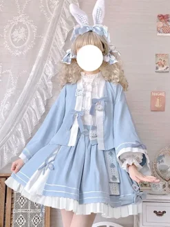 Kimono Lolita Skirt Ruffles Light Sky Blue Lolita Skirts