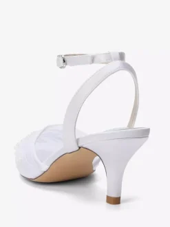 Kitten Heel Wedding Shoes Lace Pointed Toe Ankle Strap Bridal Shoes