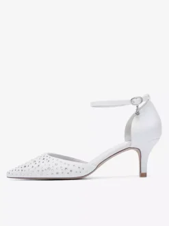 Kitten Heel Bridal Shoes Satin Pointed Toe Rhinestones Bridal Shoes