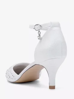 Kitten Heel Bridal Shoes Satin Pointed Toe Rhinestones Bridal Shoes