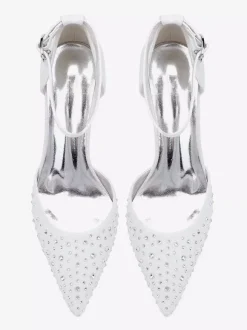 Kitten Heel Bridal Shoes Satin Pointed Toe Rhinestones Bridal Shoes