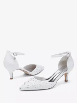 Kitten Heel Bridal Shoes Satin Pointed Toe Rhinestones Bridal Shoes