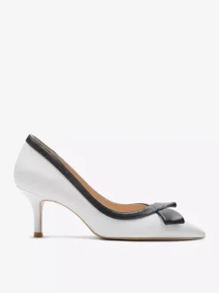 Kitten Heel Pumps Black Pointed Toe Bow Slip On Pumps For Women