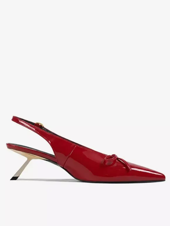 Kitten Heel Pumps Pointed Toe Bow Slip On Prom Shoes