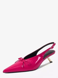 Kitten Heel Pumps Pointed Toe Bow Slip On Prom Shoes