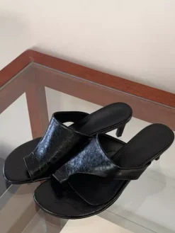 Kitten Heel Slippers Designed Toe Backless Sandal Slides