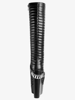 Knee High Boots Women's PU Black Chic Buckle Knee-High Boots Wedge Heel