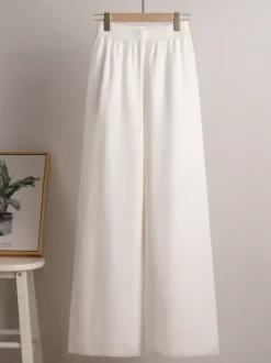 Knit Pant Set Drop Shoulder Pullover And Wide Leg Trousers For Women