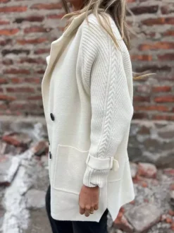 Knit Sleeve Patchwork Blazer For Women 2026