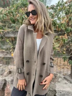 Knit Sleeve Patchwork Blazer For Women 2026