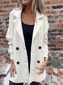Knit Sleeve Patchwork Blazer For Women 2026