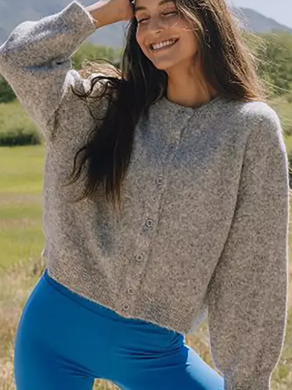 Knitted Cardigan Sweater With Drop Shoulder And Long Sleeve For Women 2026