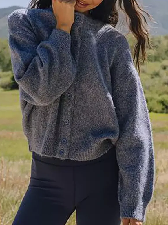 Knitted Cardigan Sweater With Drop Shoulder And Long Sleeve For Women 2026