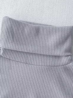 Knitted Dress For Women Comfy Polyester Long Sleeves High Collar