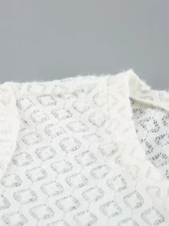 Knitted Hollow Out Slim Cardigan Top With Flare Sleeves For Women 2026