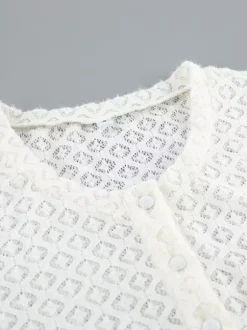 Knitted Hollow Out Slim Cardigan Top With Flare Sleeves For Women 2026