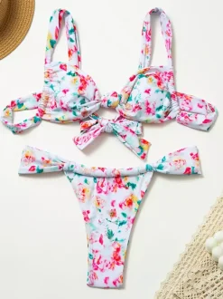 Knotted Front Sexy Bikini Summer Beach 2 Piece Swimsuit For Women 2026