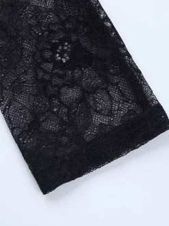 Lace Corset Dress For Women - Black Off Shoulder Long Sleeve Bodycon Mini Dress - Spring Clubwear Evening Party 2026