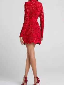 Lace Dress High Neck Long Sleeve Birthday Party Spring Mini Dress For Women 2026