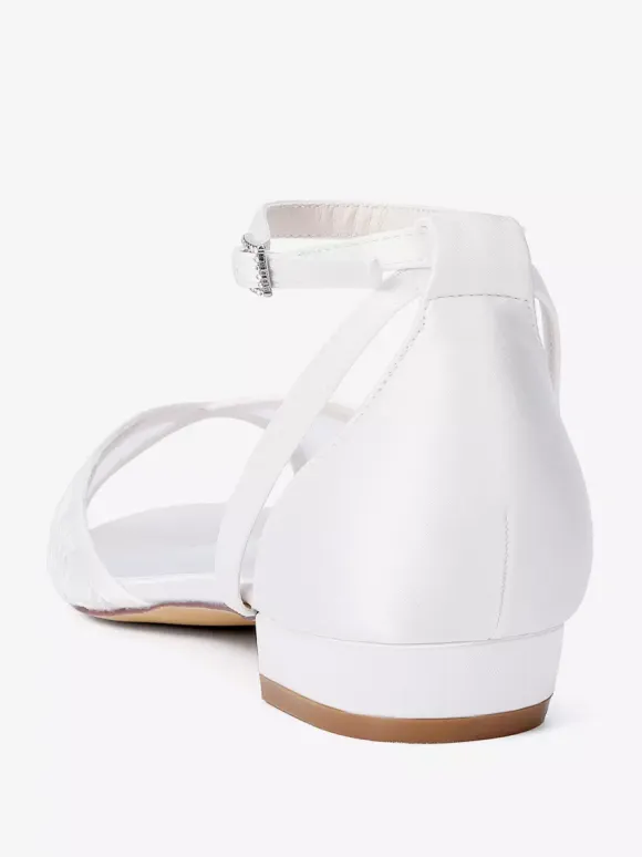 Lace Flat Wedding Shoes Open Toe Ankle Strap Bridal Shoes