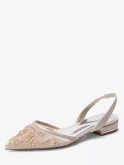 Lace Flat Wedding Shoes Pointed Toe Slip On Bridal Shoes