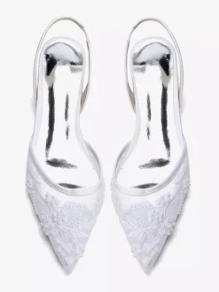 Lace Flat Wedding Shoes Pointed Toe Slip On Bridal Shoes
