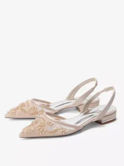 Lace Flat Wedding Shoes Pointed Toe Slip On Bridal Shoes