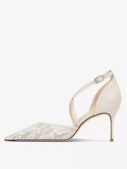 Lace High Heels Women's Pointed Toe Criss Cross Wedding Party Shoes