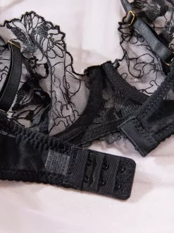 Lace Lingerie Black Ruffled 2-Piece Bra Panty Sets
