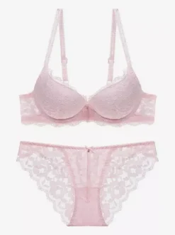 Lace Lingerie Chic Burgundy 2-Piece Bra Panty Sets