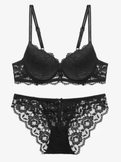 Lace Lingerie Chic Burgundy 2-Piece Bra Panty Sets