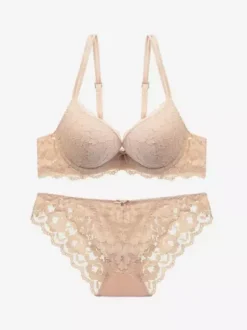 Lace Lingerie Chic Burgundy 2-Piece Bra Panty Sets