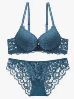 Lace Lingerie Chic Burgundy 2-Piece Bra Panty Sets