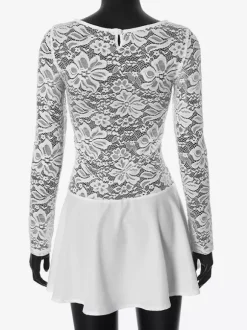 Lace Overlay A-line Dress Sheer Long Sleeve Mini Party Dress For Women 2026