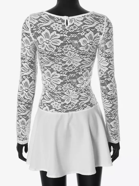 Lace Overlay A-line Dress Sheer Long Sleeve Mini Party Dress For Women 2026