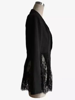 Lace Patchwork Women's Blazer Jacket - Sexy Sheer Hem Slim Fit - Spring Night Out Party Outerwear 2026