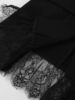 Lace Trimmed Hourglass Women's Blazer - Flare Sleeve Slim Fit Suit Jacket - Chic Streetwear Formal Outfits 2026