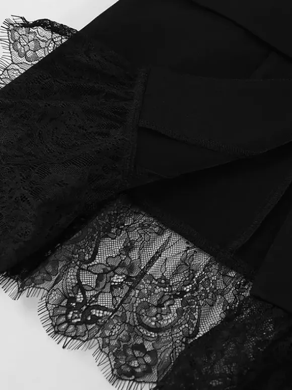 Lace Trimmed Hourglass Women's Blazer - Flare Sleeve Slim Fit Suit Jacket - Chic Streetwear Formal Outfits 2026