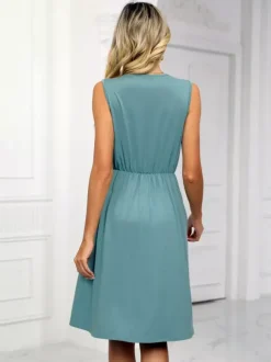 Lace V Neck Midi Dress for Women - Sleeveless A-Line Swing Sundress with Pockets - Summer Daily Casual 2026