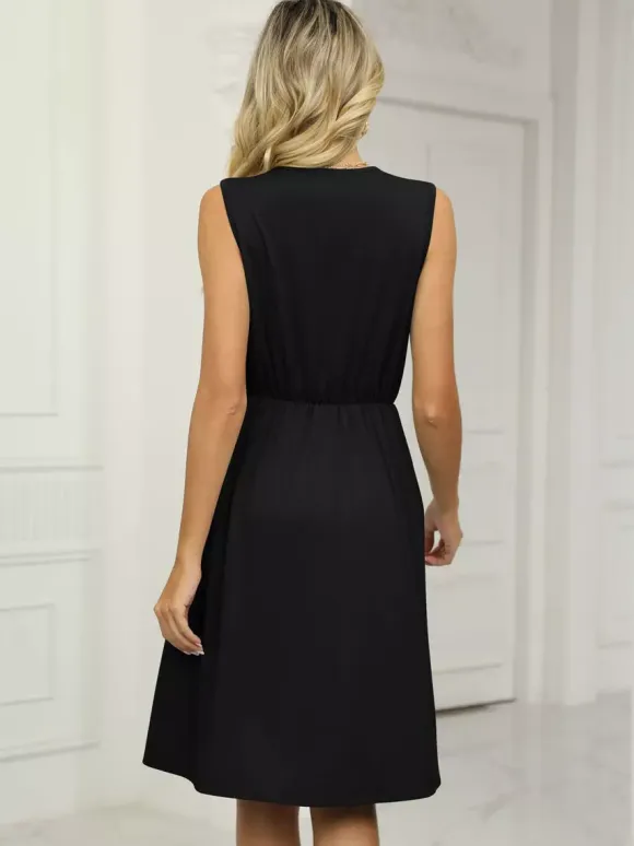 Lace V Neck Midi Dress for Women - Sleeveless A-Line Swing Sundress with Pockets - Summer Daily Casual 2026