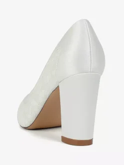 Lace Wedding Shoes Pointed Toe Chunky Heel Wedding Guest Shoes