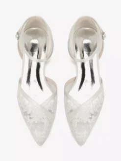 Lace Wedding Shoes Pointed Toe Flat Bridal Shoes