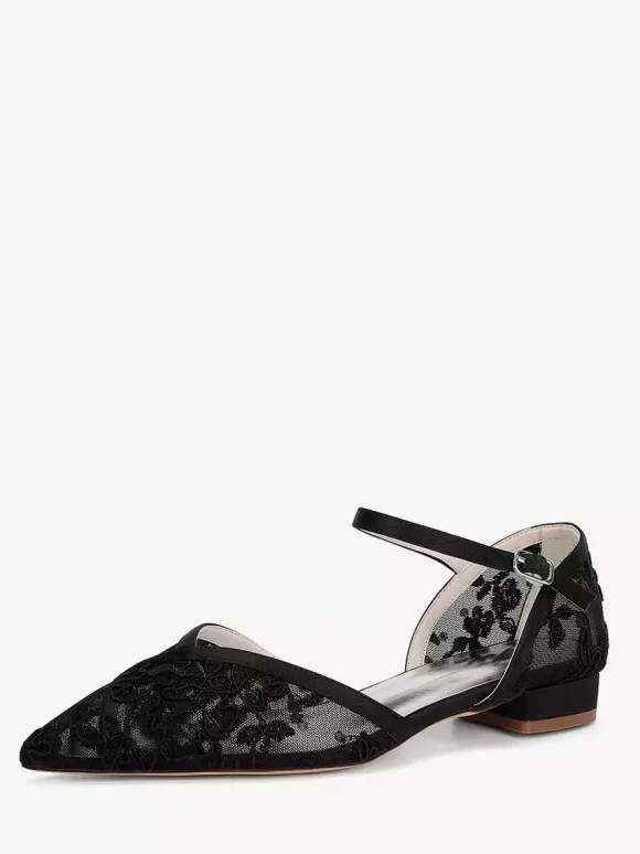 Lace Wedding Shoes Pointed Toe Flat Bridal Shoes