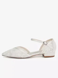 Lace Wedding Shoes Pointed Toe Flat Bridal Shoes