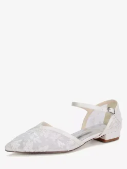 Lace Wedding Shoes Pointed Toe Flat Bridal Shoes