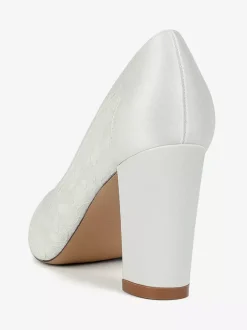Lace Wedding Shoes Pointy Toe Chunky Heel Bridal Shoes