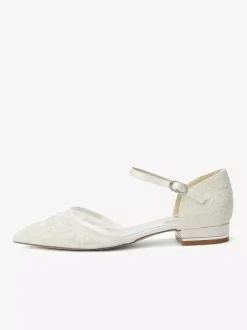 Lace Wedding Shoes Women's Pointed Toe Flat Bridal Shoes