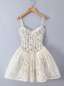 Lace Corset Mini Dress Sweetheart Collar A-line Birthday Party Sexy Strap Dress 2026